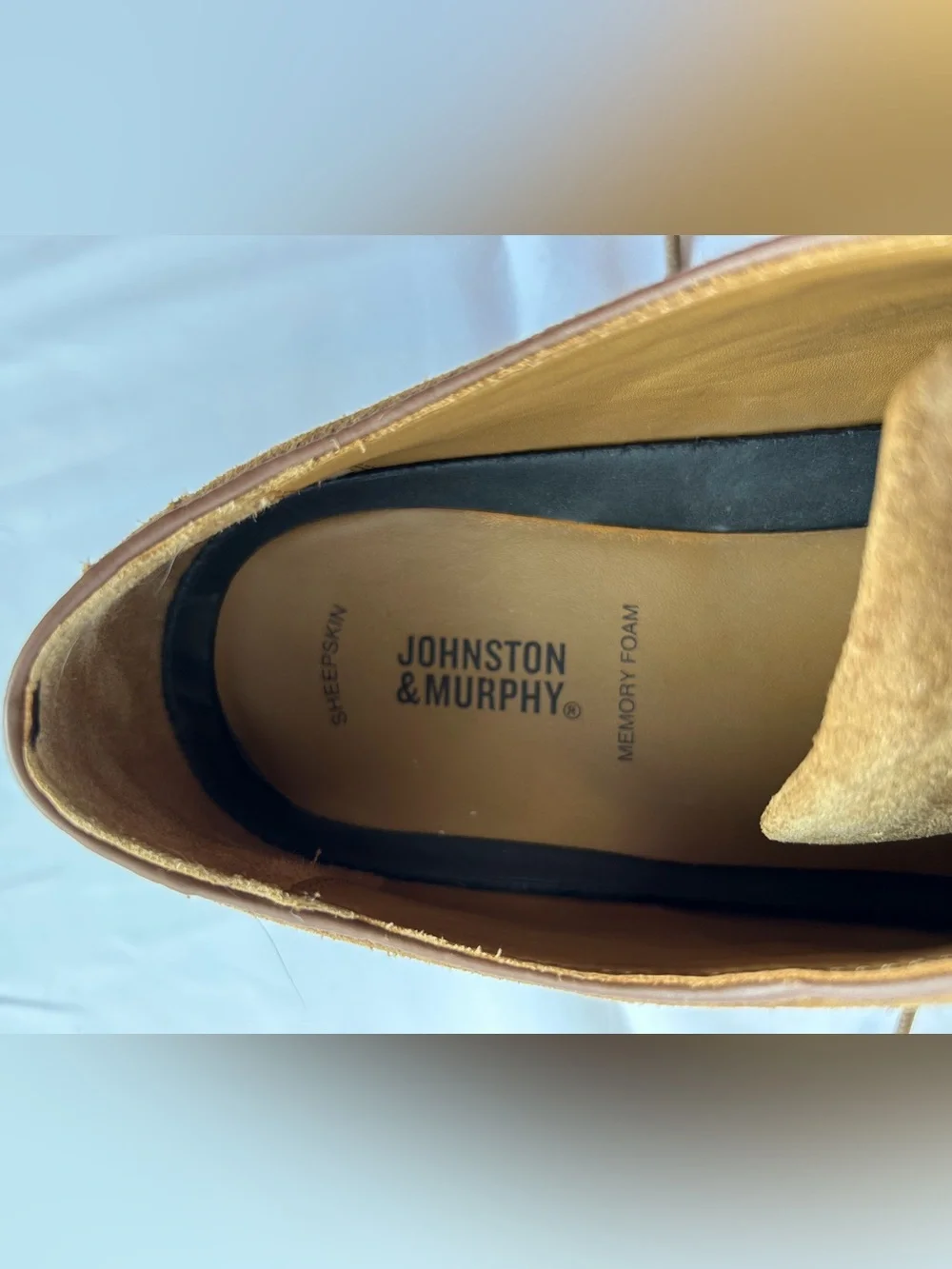 Johnston & Murphy Sheepskin Suede Oxford Shoes Memory Foam Insole Men’s 12 Brown